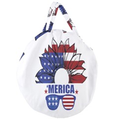 Usa Flag Sunglasses Usa Flag American Flag Flower Giant Round Zipper Tote by Wegoenart