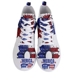 Usa Flag Sunglasses Usa Flag American Flag Flower Men s Lightweight High Top Sneakers by Wegoenart