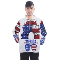 Usa Flag Sunglasses Usa Flag American Flag Flower Men s Half Zip Pullover