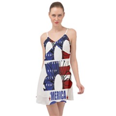 Usa Flag Sunglasses Usa Flag American Flag Flower Summer Time Chiffon Dress by Wegoenart