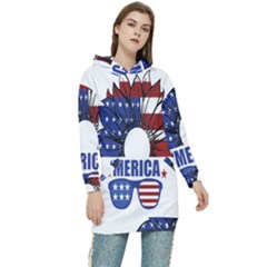 Usa Flag Sunglasses Usa Flag American Flag Flower Women s Long Oversized Pullover Hoodie