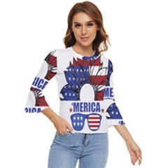 Usa Flag Sunglasses Usa Flag American Flag Flower Bell Sleeve Top