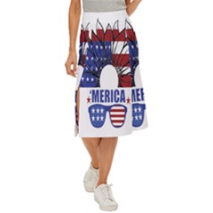 Usa Flag Sunglasses Usa Flag American Flag Flower Midi Panel Skirt by Wegoenart