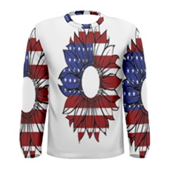 Us Flag Flower Sunshine Flag America Usa Men s Long Sleeve Tee