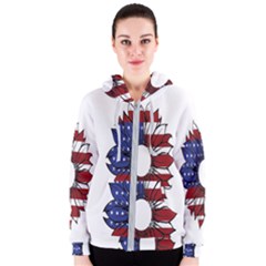 Us Flag Flower Sunshine Flag America Usa Women s Zipper Hoodie