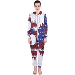 Us Flag Flower Sunshine Flag America Usa Hooded Jumpsuit (ladies)