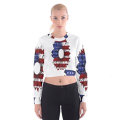 Us Flag Flower Sunshine Flag America Usa Cropped Sweatshirt