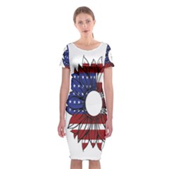 Us Flag Flower Sunshine Flag America Usa Classic Short Sleeve Midi Dress by Wegoenart