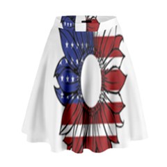 Us Flag Flower Sunshine Flag America Usa High Waist Skirt by Wegoenart