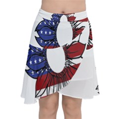 Us Flag Flower Sunshine Flag America Usa Chiffon Wrap Front Skirt by Wegoenart