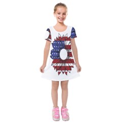 Us Flag Flower Sunshine Flag America Usa Kids  Short Sleeve Velvet Dress