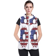 Us Flag Flower Sunshine Flag America Usa Women s Puffer Vest