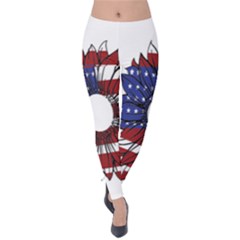 Us Flag Flower Sunshine Flag America Usa Velvet Leggings