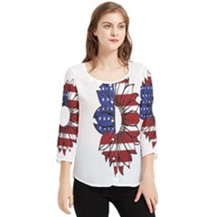 Us Flag Flower Sunshine Flag America Usa Chiffon Quarter Sleeve Blouse by Wegoenart