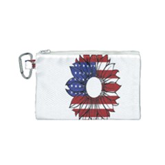 Us Flag Flower Sunshine Flag America Usa Canvas Cosmetic Bag (small) by Wegoenart