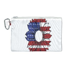 Us Flag Flower Sunshine Flag America Usa Canvas Cosmetic Bag (large) by Wegoenart