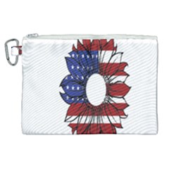 Us Flag Flower Sunshine Flag America Usa Canvas Cosmetic Bag (xl) by Wegoenart