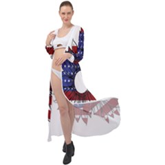 Us Flag Flower Sunshine Flag America Usa Maxi Chiffon Beach Wrap by Wegoenart