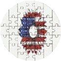 Us Flag Flower Sunshine Flag America Usa Wooden Puzzle Round View1