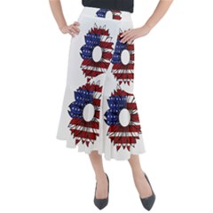 Us Flag Flower Sunshine Flag America Usa Midi Mermaid Skirt by Wegoenart