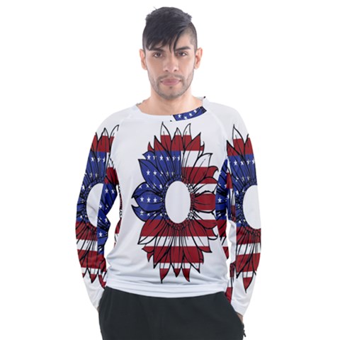 Us Flag Flower Sunshine Flag America Usa Men s Long Sleeve Raglan Tee by Wegoenart