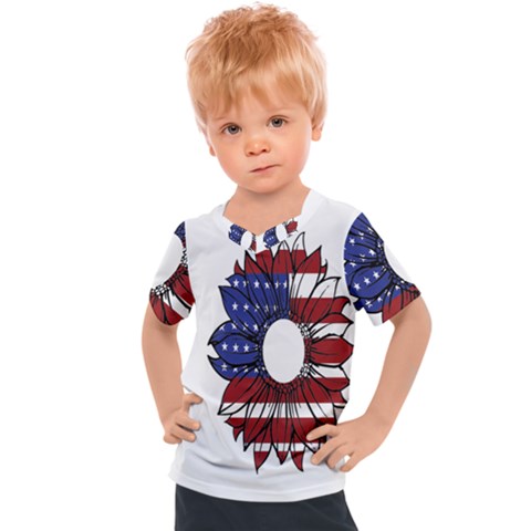 Us Flag Flower Sunshine Flag America Usa Kids  Sports Tee by Wegoenart