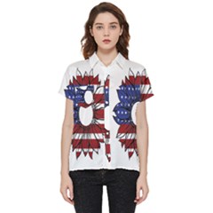 Us Flag Flower Sunshine Flag America Usa Short Sleeve Pocket Shirt by Wegoenart