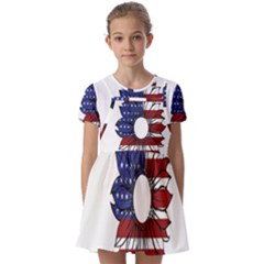 Us Flag Flower Sunshine Flag America Usa Kids  Short Sleeve Pinafore Style Dress by Wegoenart