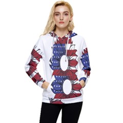 Us Flag Flower Sunshine Flag America Usa Women s Lightweight Drawstring Hoodie