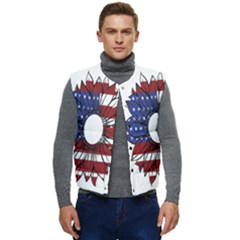 Us Flag Flower Sunshine Flag America Usa Men s Short Button Up Puffer Vest	 by Wegoenart