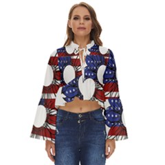 Us Flag Flower Sunshine Flag America Usa Boho Long Bell Sleeve Top