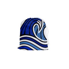 Print Water Waves Drawstring Pouch (small) by Wegoenart