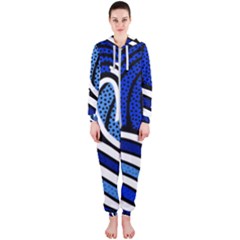 Print Water Waves Hooded Jumpsuit (ladies) by Wegoenart