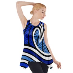 Print Water Waves Side Drop Tank Tunic by Wegoenart