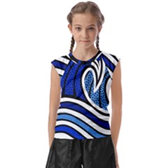 Print Water Waves Kids  Raglan Cap Sleeve Tee by Wegoenart