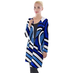 Print Water Waves Hooded Pocket Cardigan by Wegoenart