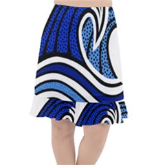 Print Water Waves Fishtail Chiffon Skirt by Wegoenart