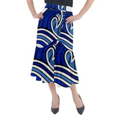 Print Water Waves Midi Mermaid Skirt by Wegoenart