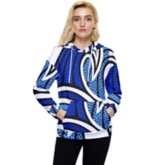 Print Water Waves Women s Lightweight Drawstring Hoodie