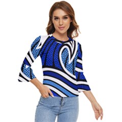 Print Water Waves Bell Sleeve Top