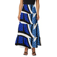 Print Water Waves Tiered Ruffle Maxi Skirt by Wegoenart