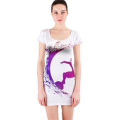 Wave Surfer Surfing Sport Athlete Water Sea Short Sleeve Bodycon Dress by Wegoenart