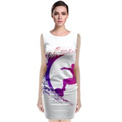 Wave Surfer Surfing Sport Athlete Water Sea Sleeveless Velvet Midi Dress