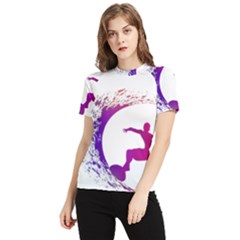 Wave Surfer Surfing Sport Athlete Water Sea Women s Short Sleeve Rash Guard by Wegoenart