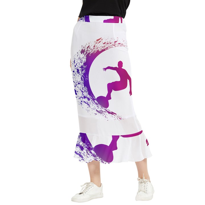 Wave Surfer Surfing Sport Athlete Water Sea Maxi Fishtail Chiffon Skirt