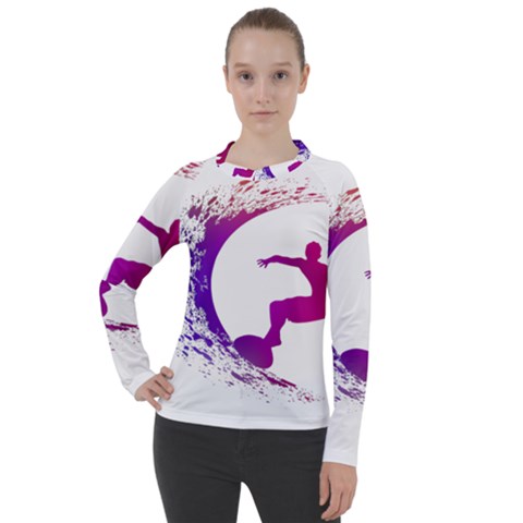 Wave Surfer Surfing Sport Athlete Water Sea Women s Pique Long Sleeve Tee by Wegoenart