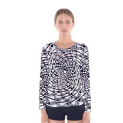 Illusions Abstract Black And White Patterns Swirls Women s Long Sleeve Tee