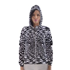 Illusions Abstract Black And White Patterns Swirls Women s Hooded Windbreaker