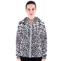 Illusions Abstract Black And White Patterns Swirls Women s Zipper Hoodie