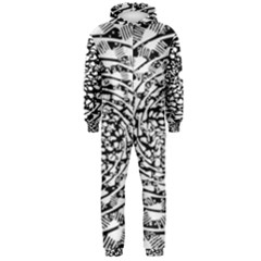 Illusions Abstract Black And White Patterns Swirls Hooded Jumpsuit (men)